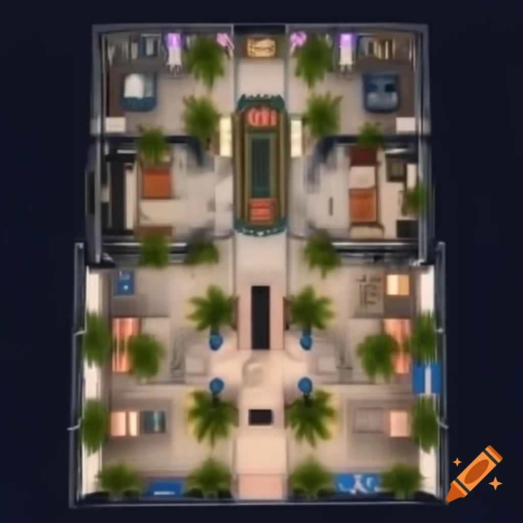 Detailed top-down map of inner city block in Little Havana, Miami, 1984