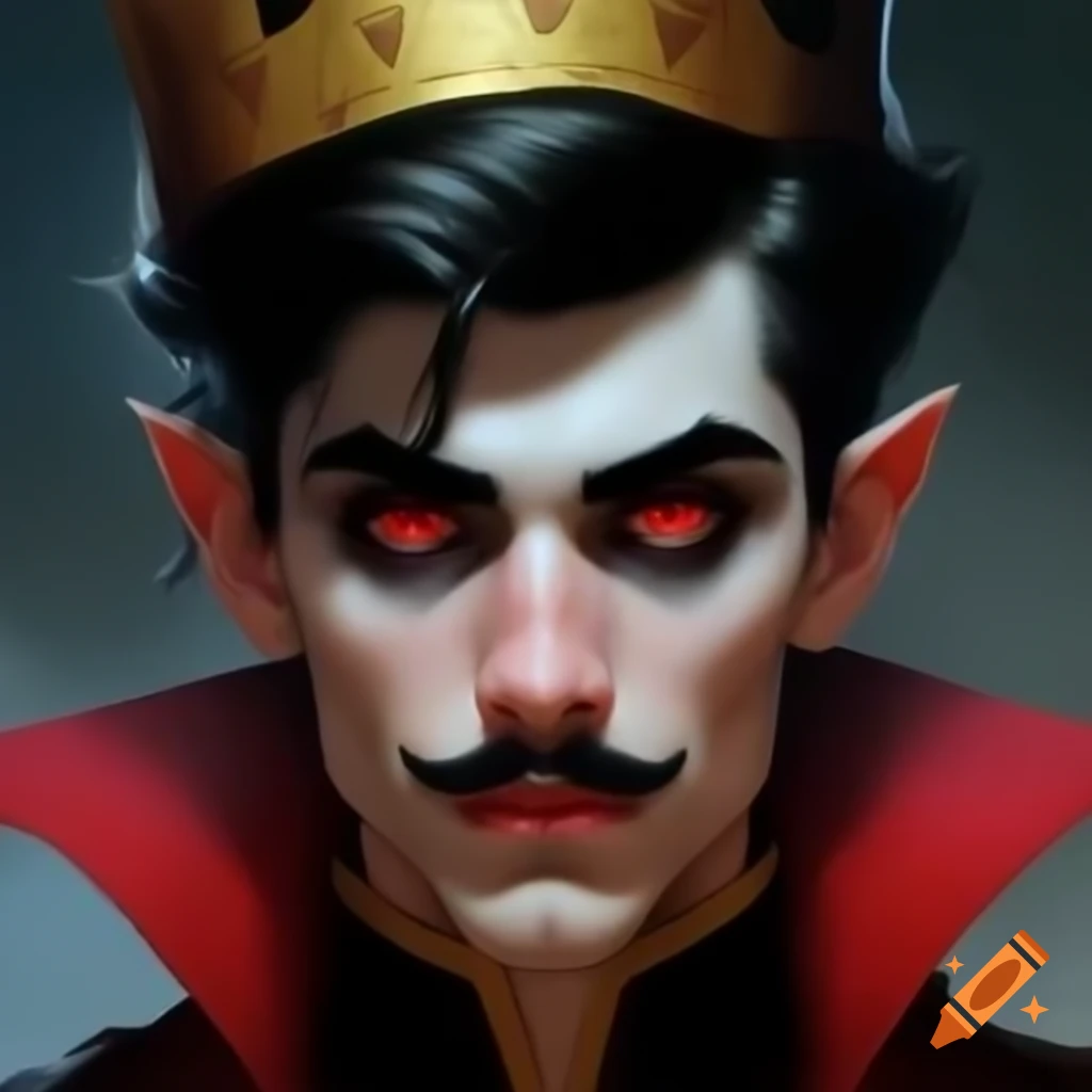 Young vampire lord in red caftan and golden cape, released from prison