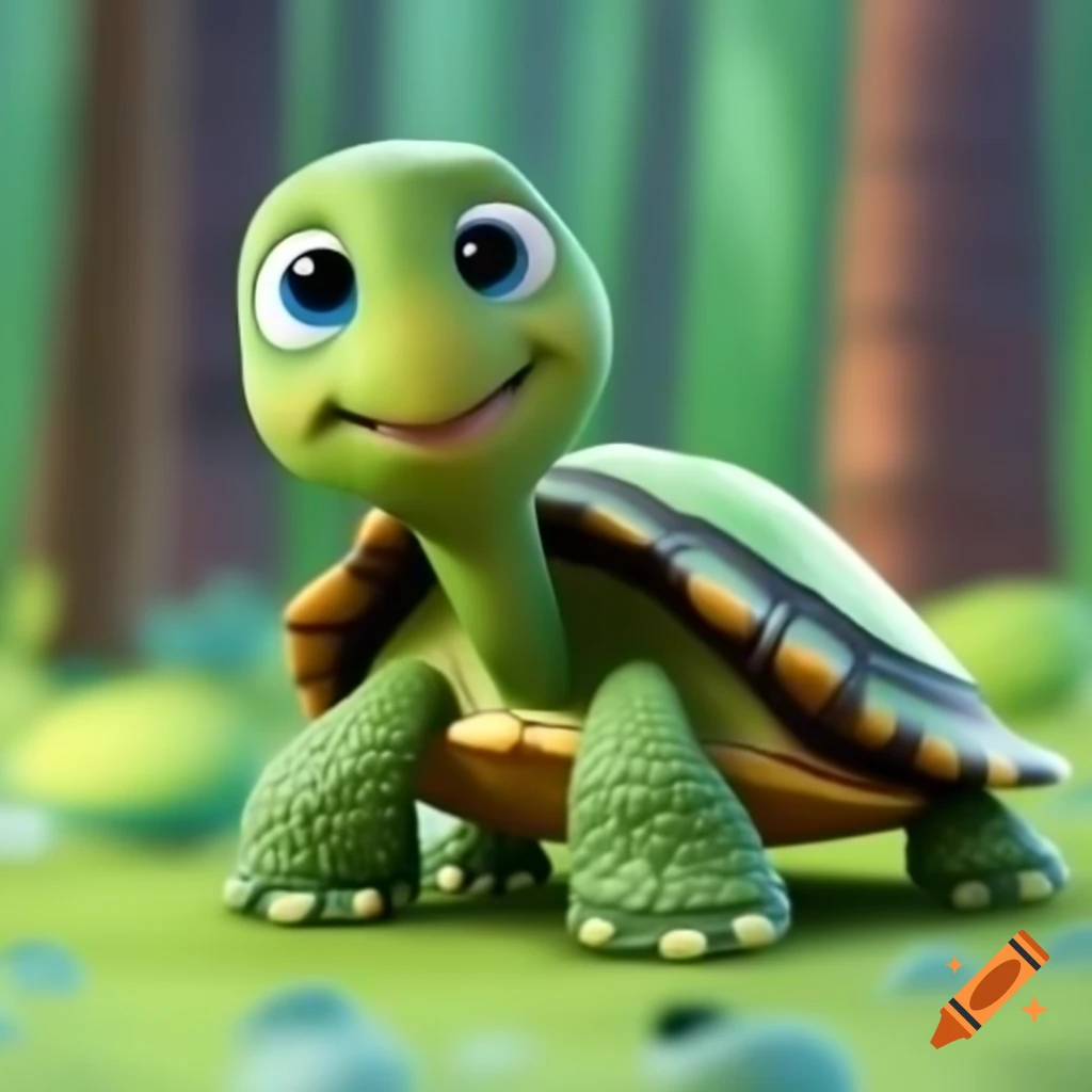Cute turtle character design in Pixar style