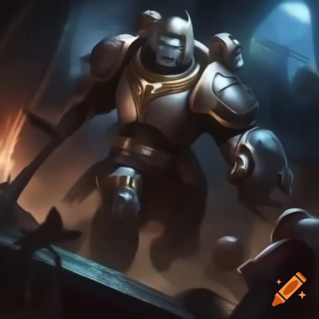 Action scene with a powerful figure defeating a commander in a fantasy setting