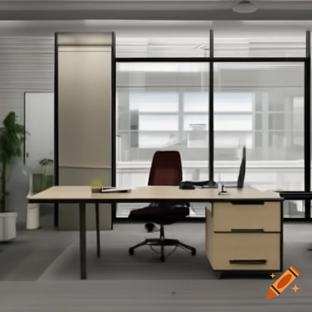 Office interior with workstations and modern decor