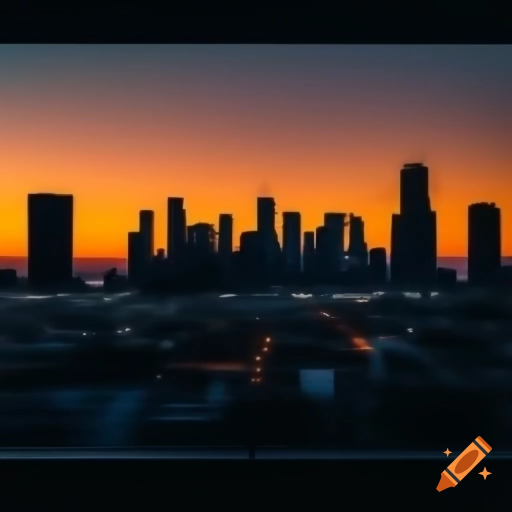 Silhouette of a bustling city skyline at twilight