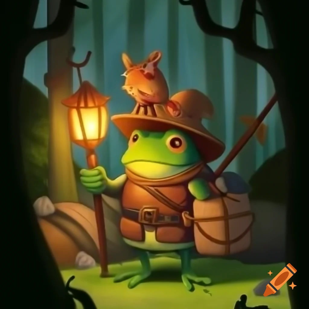 Frog knight and mouse treasure hunter adventuring in the woods