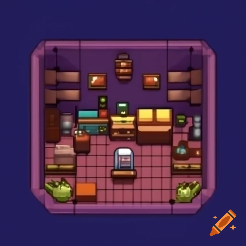 Pixel art bedroom designed for adventure game
