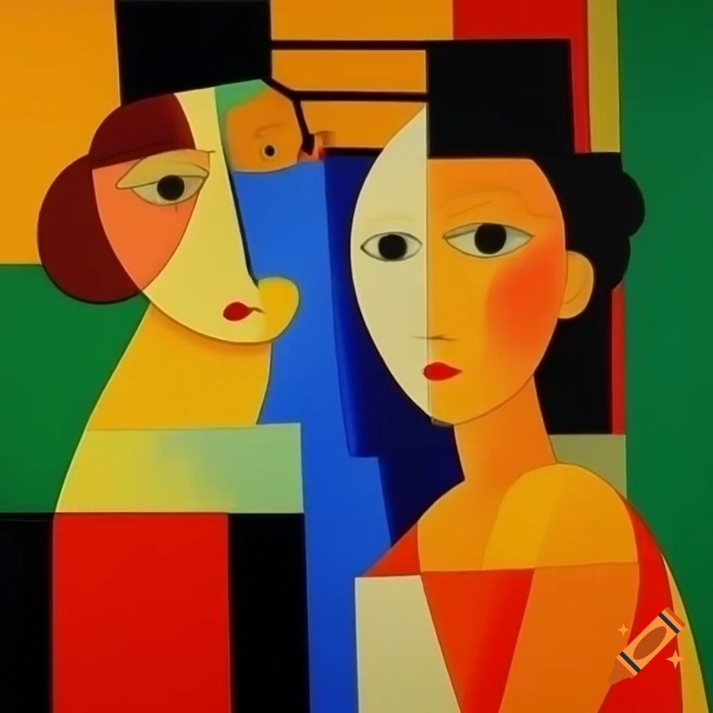 Cubist women painting by David Hockney