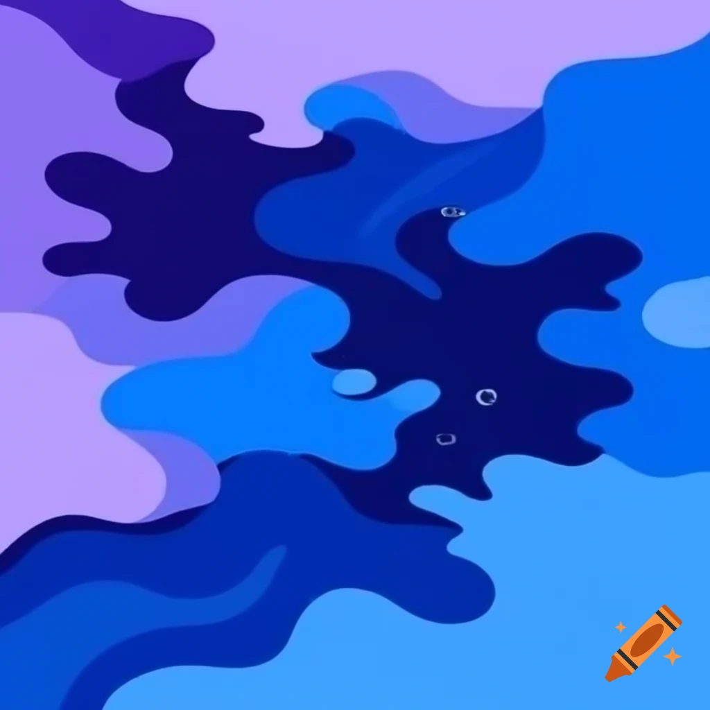 Abstract art depicting oil spill in blue and purple