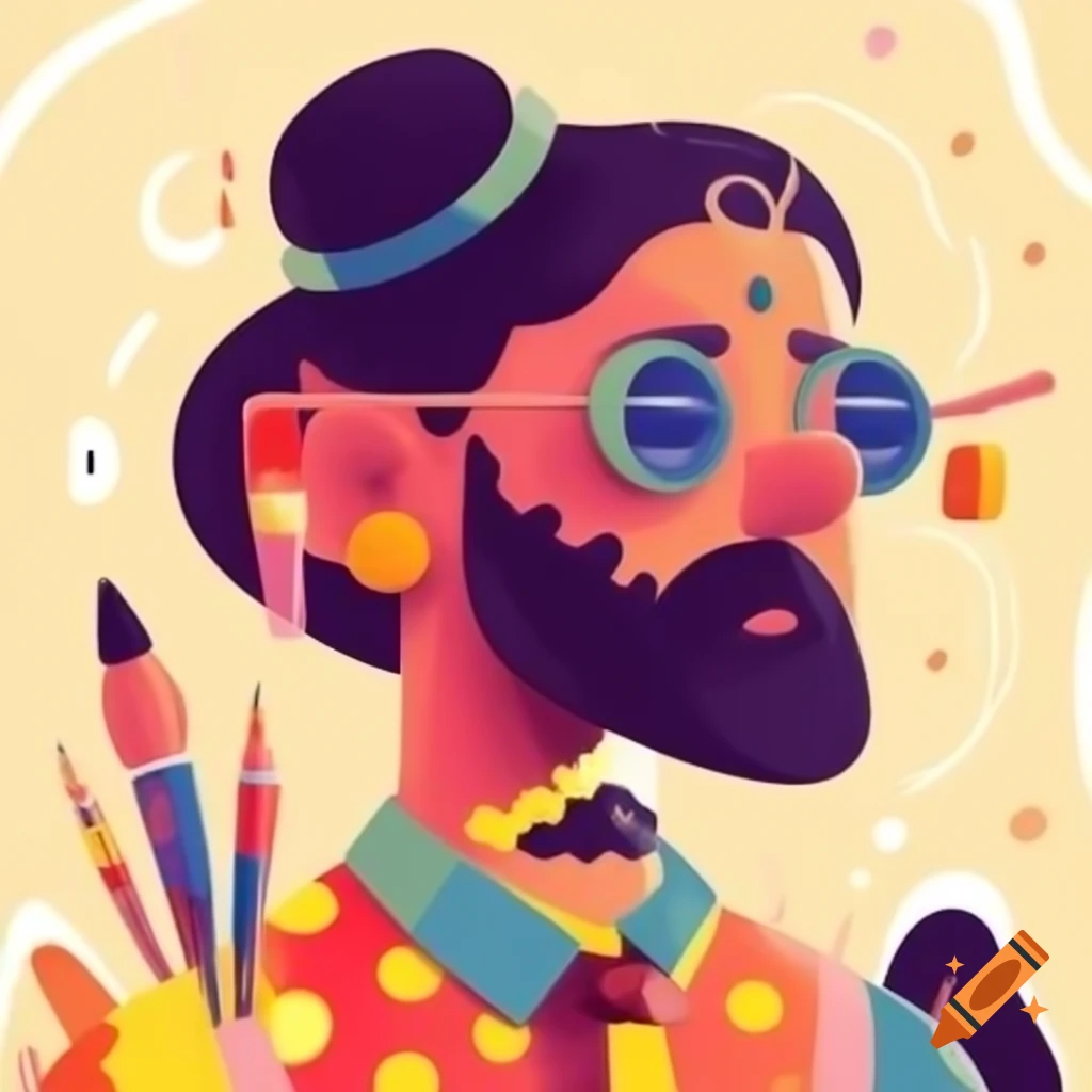 Artist illustrated in modern cartoon style