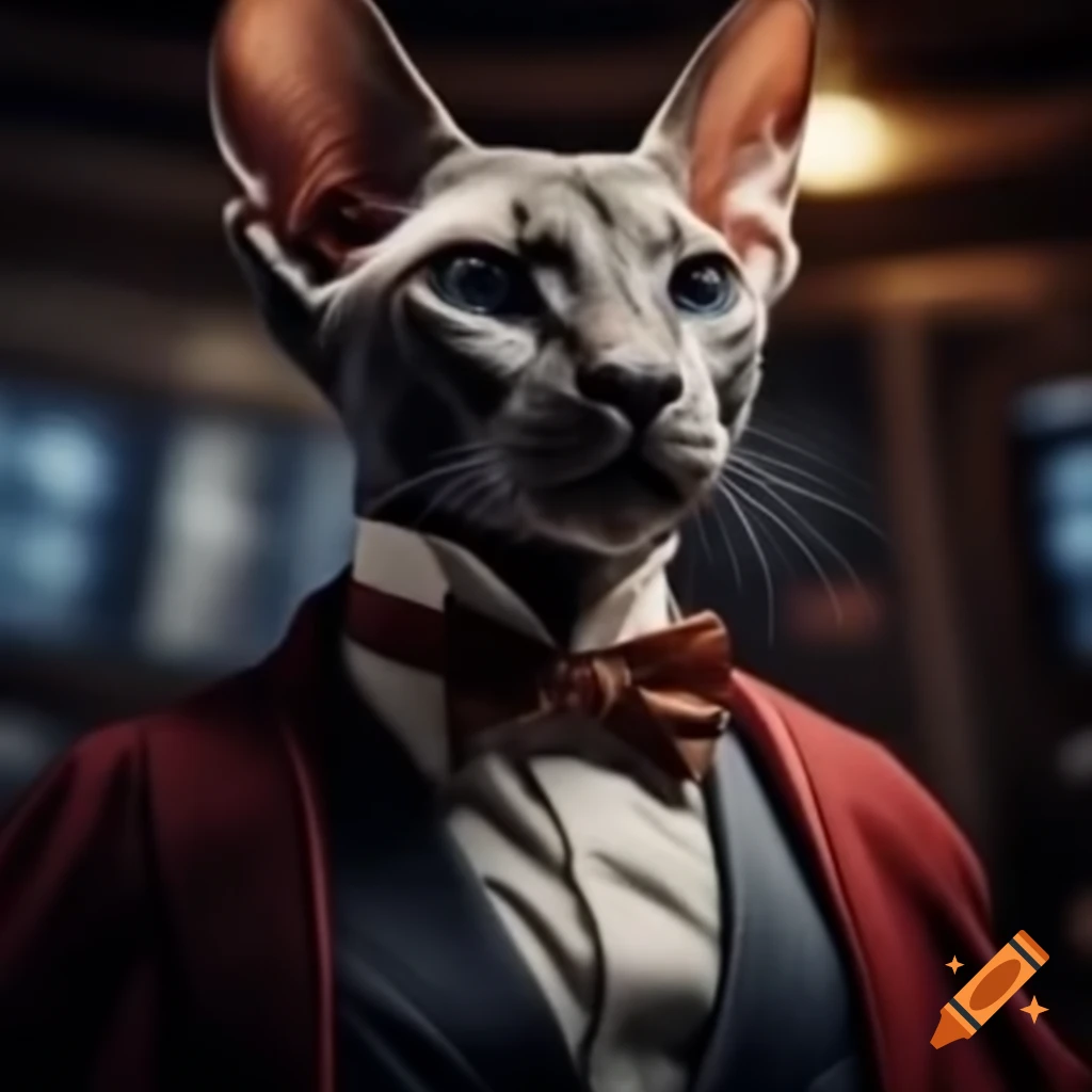 Sphinx cat dressed as Doctor Who