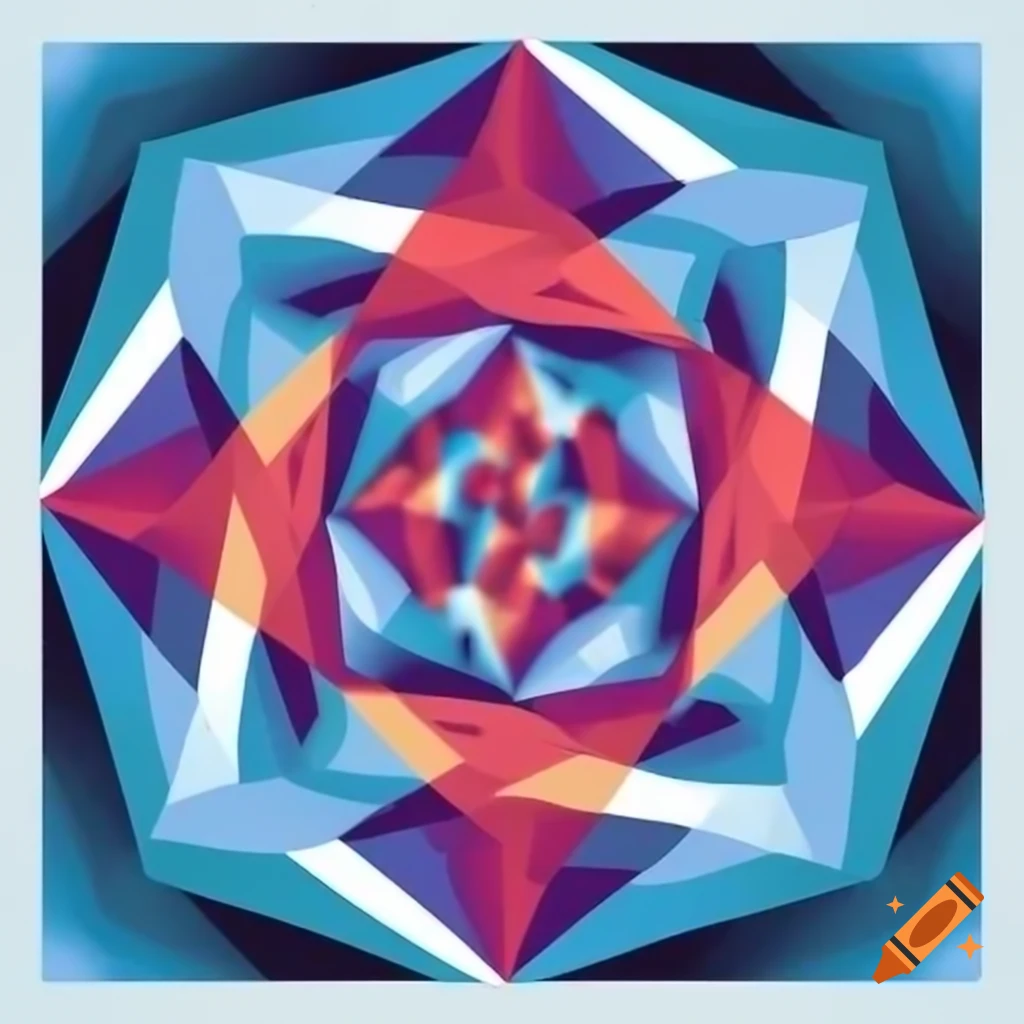 Geometric surreal illusions in Victor Vasarely style with vibrant colors