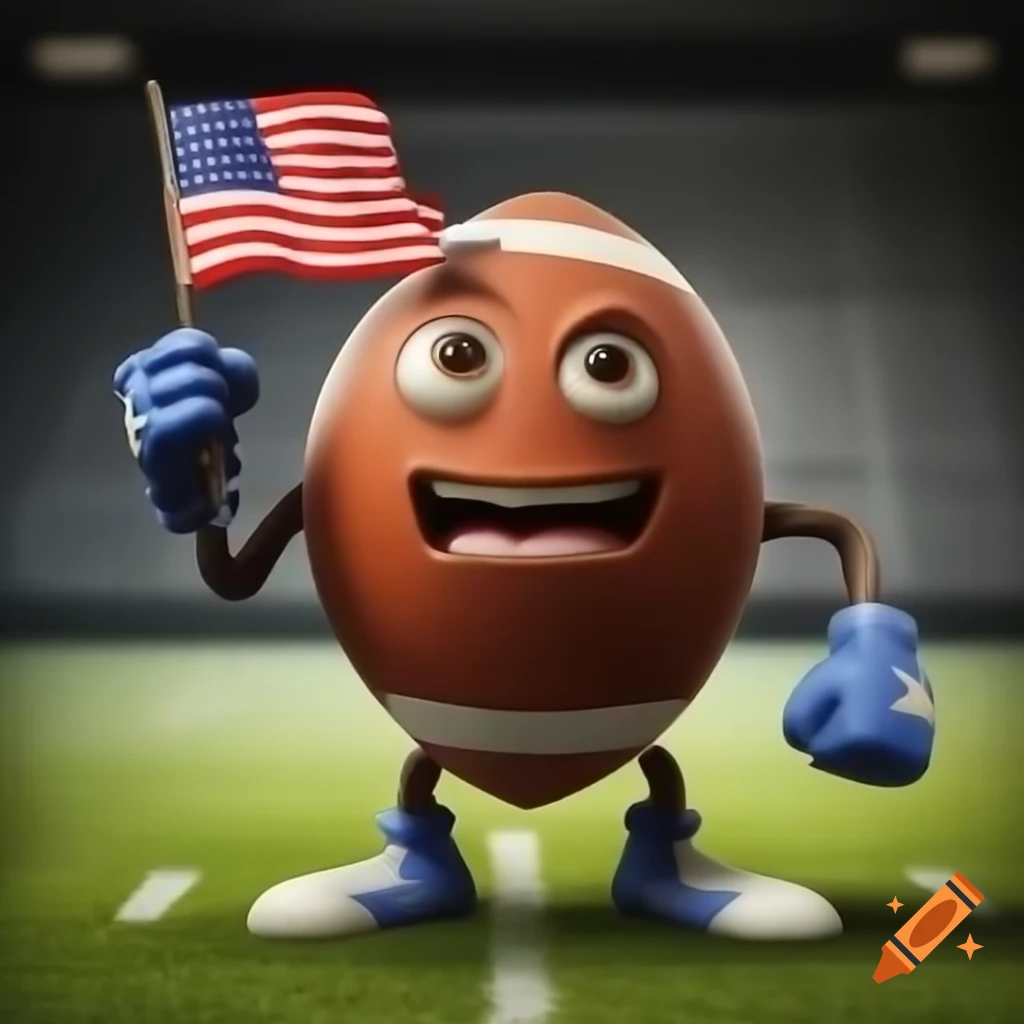 Anthropomorphic football saluting American flag