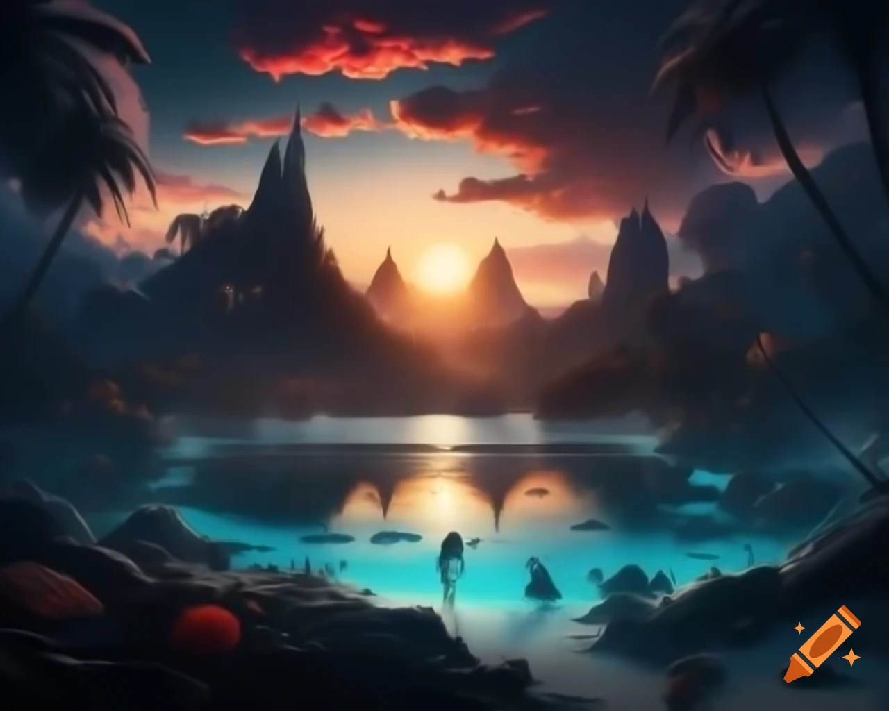 Surreal hyperrealistic world blending nature and technology with advanced graphics
