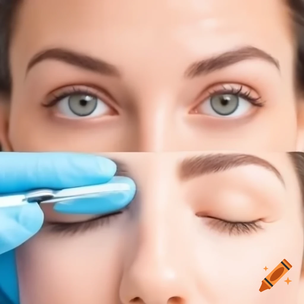 Before and after results of brow lift treatment with dermal fillers