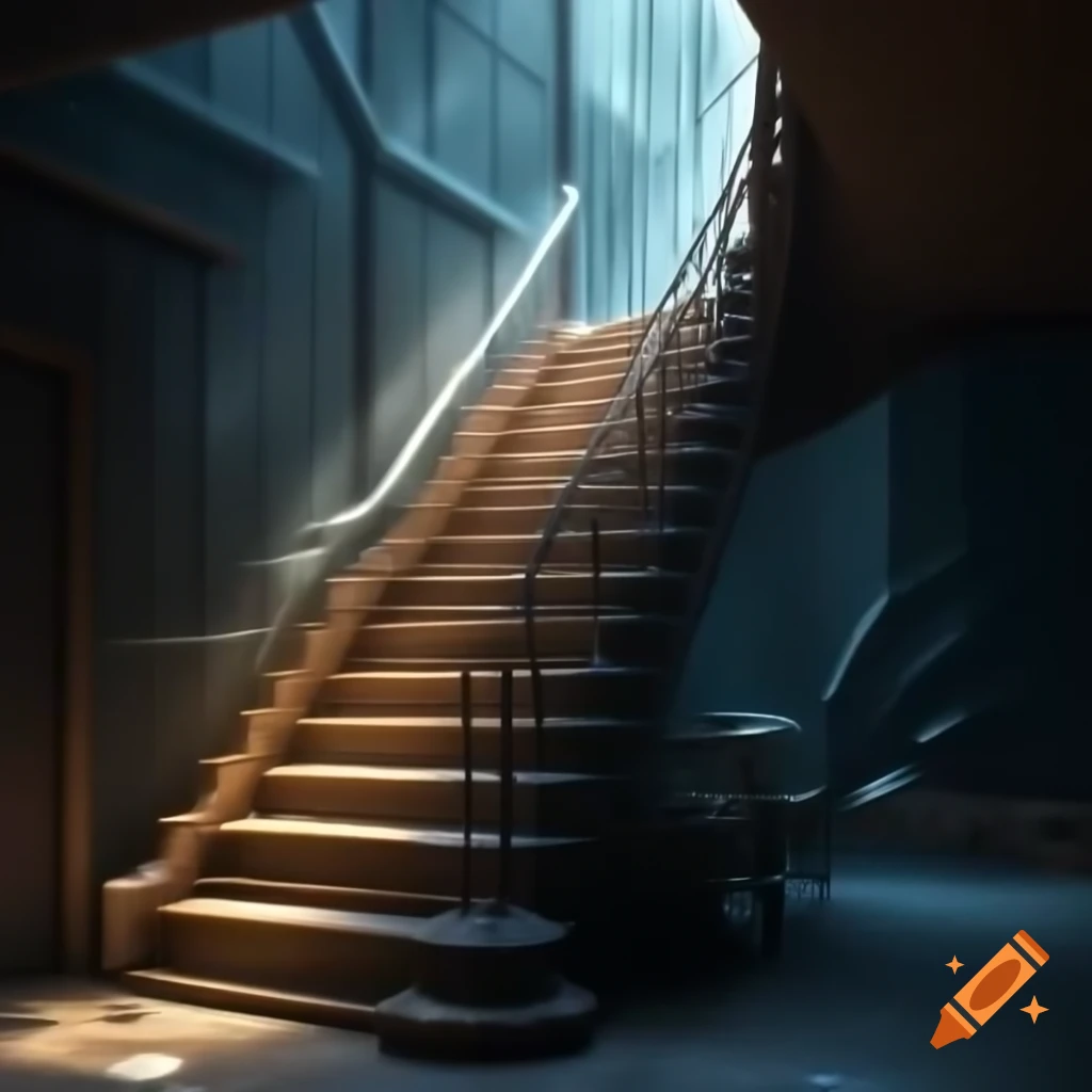 Staircase featuring a spirit presence
