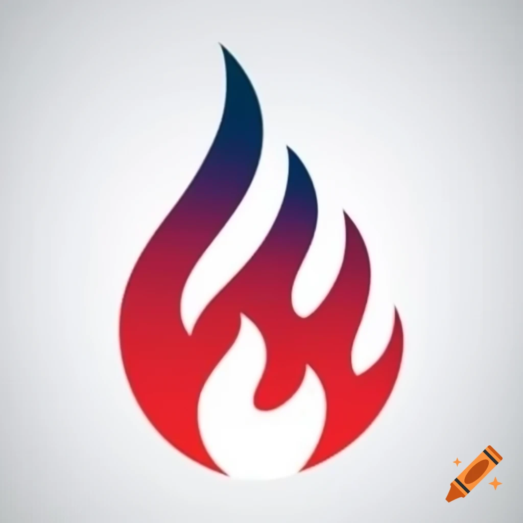 Logo featuring a flame design with blue, red, and yellow colors