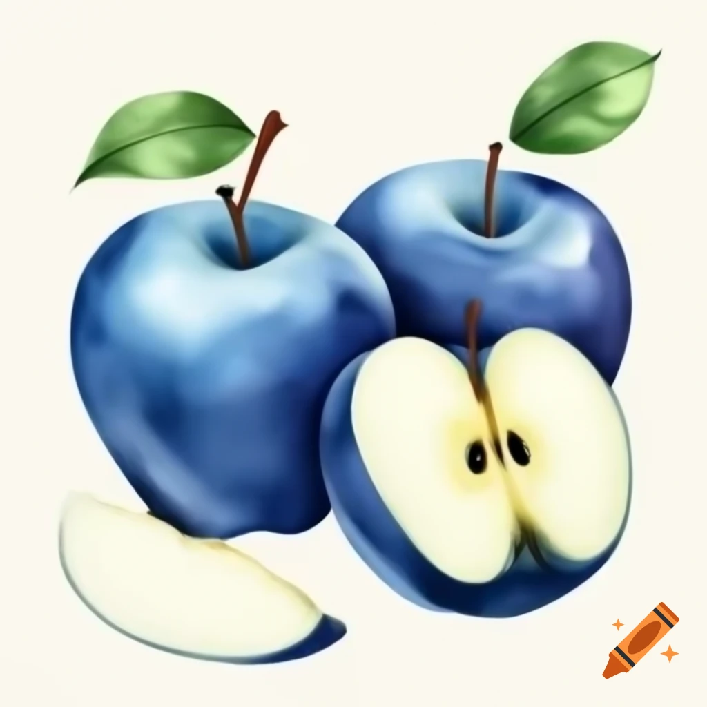Watercolor illustration of blue apples