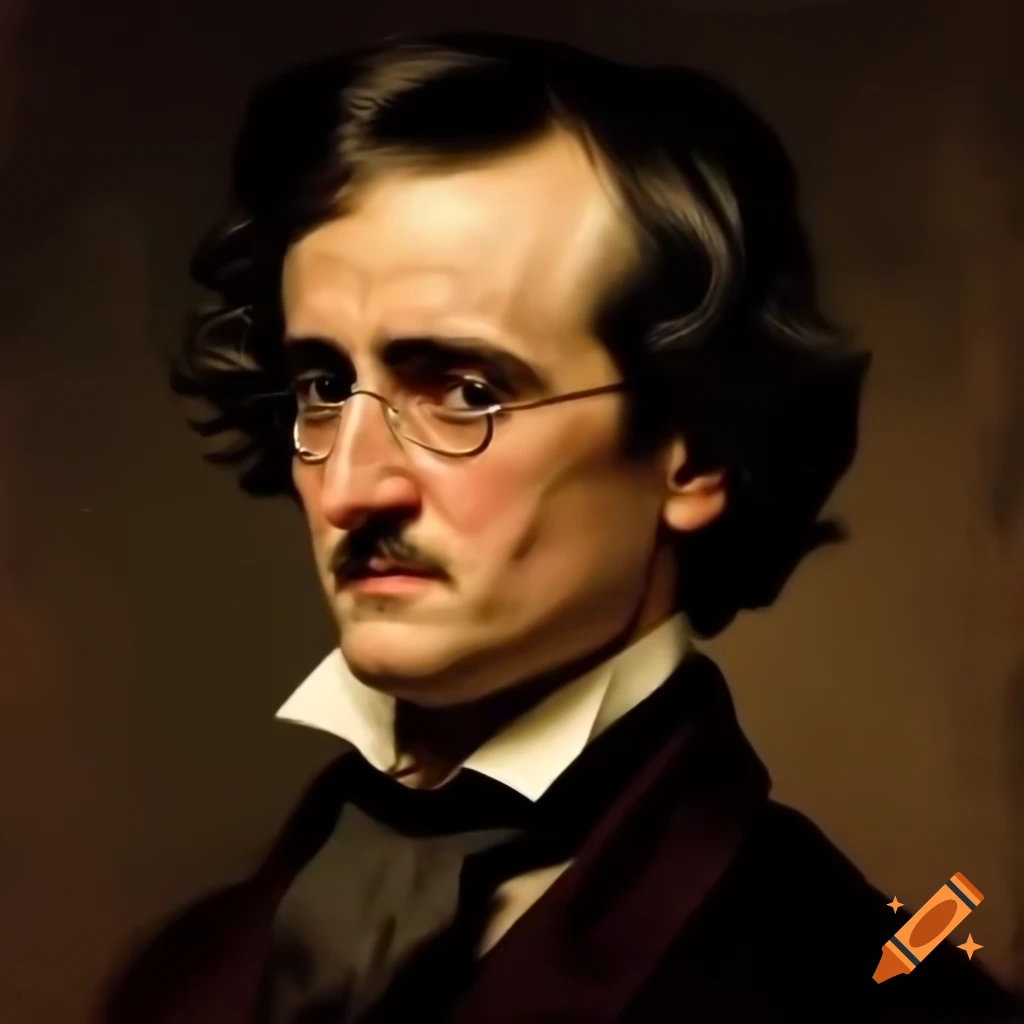 Portrait of Edgar Allan Poe painted in Rembrandt style