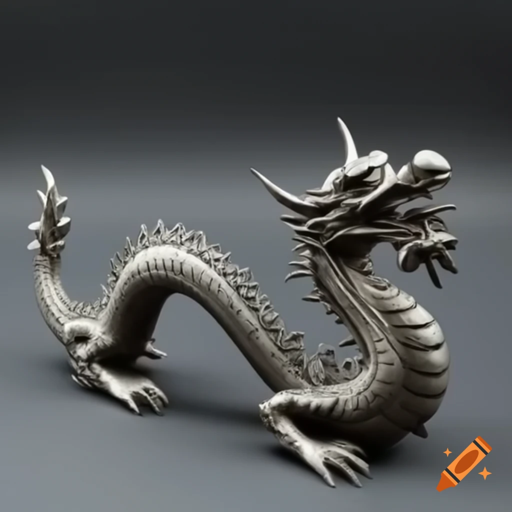 Striped white metal Chinese dragon