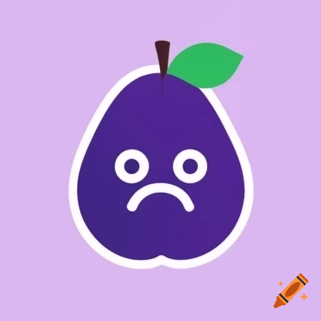 Playful logo of a plum with a face