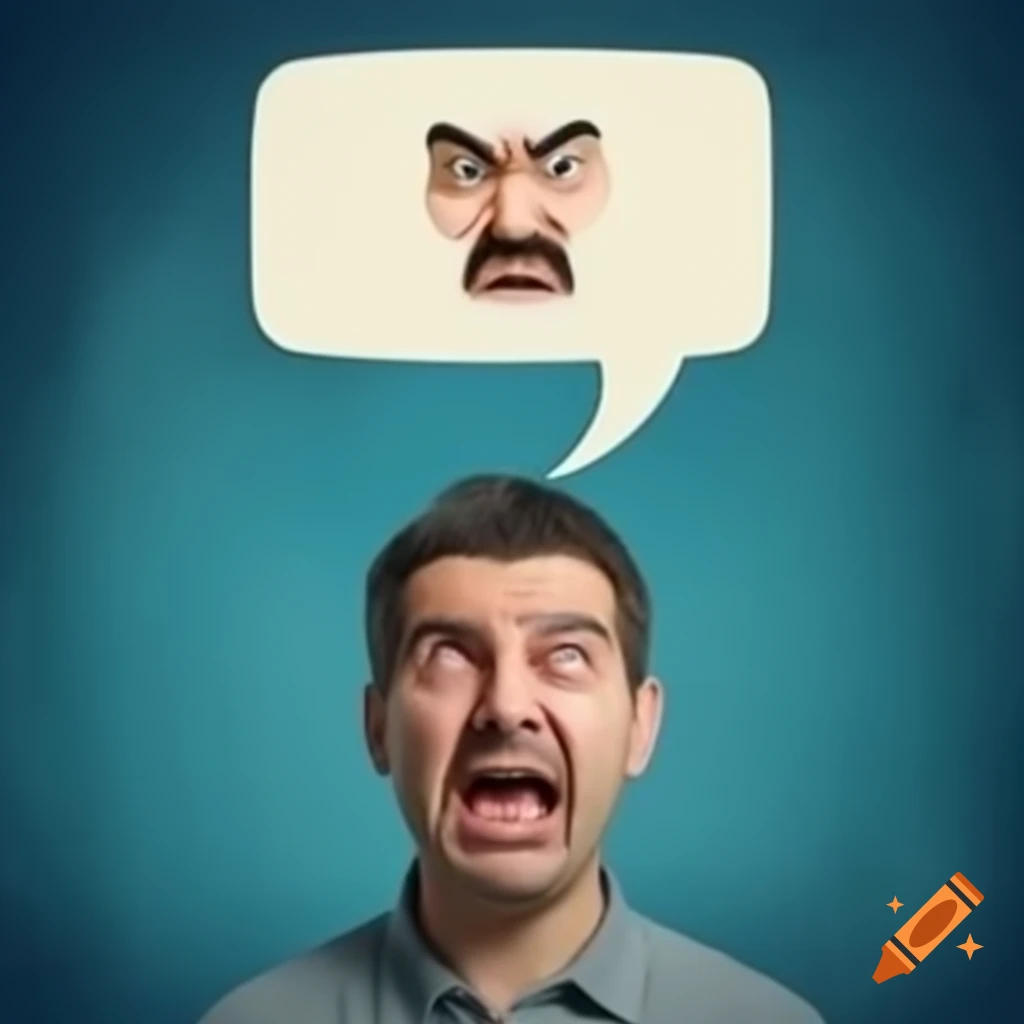 Angry man expressing frustration with speech bubble