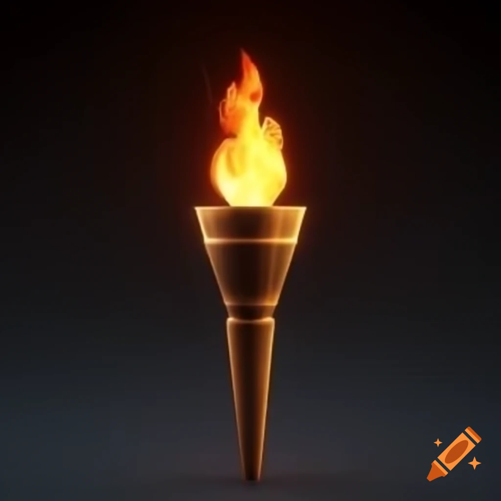 Flame torch in aesthetic polygon design