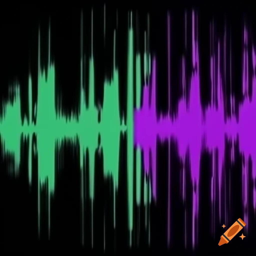 Abstract representation of soundwaves in purple and green