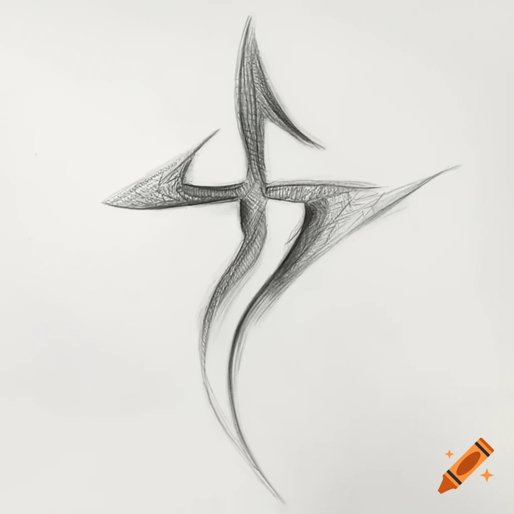 Pencil sketch of runic symbol representing the first aett in Sanskrit