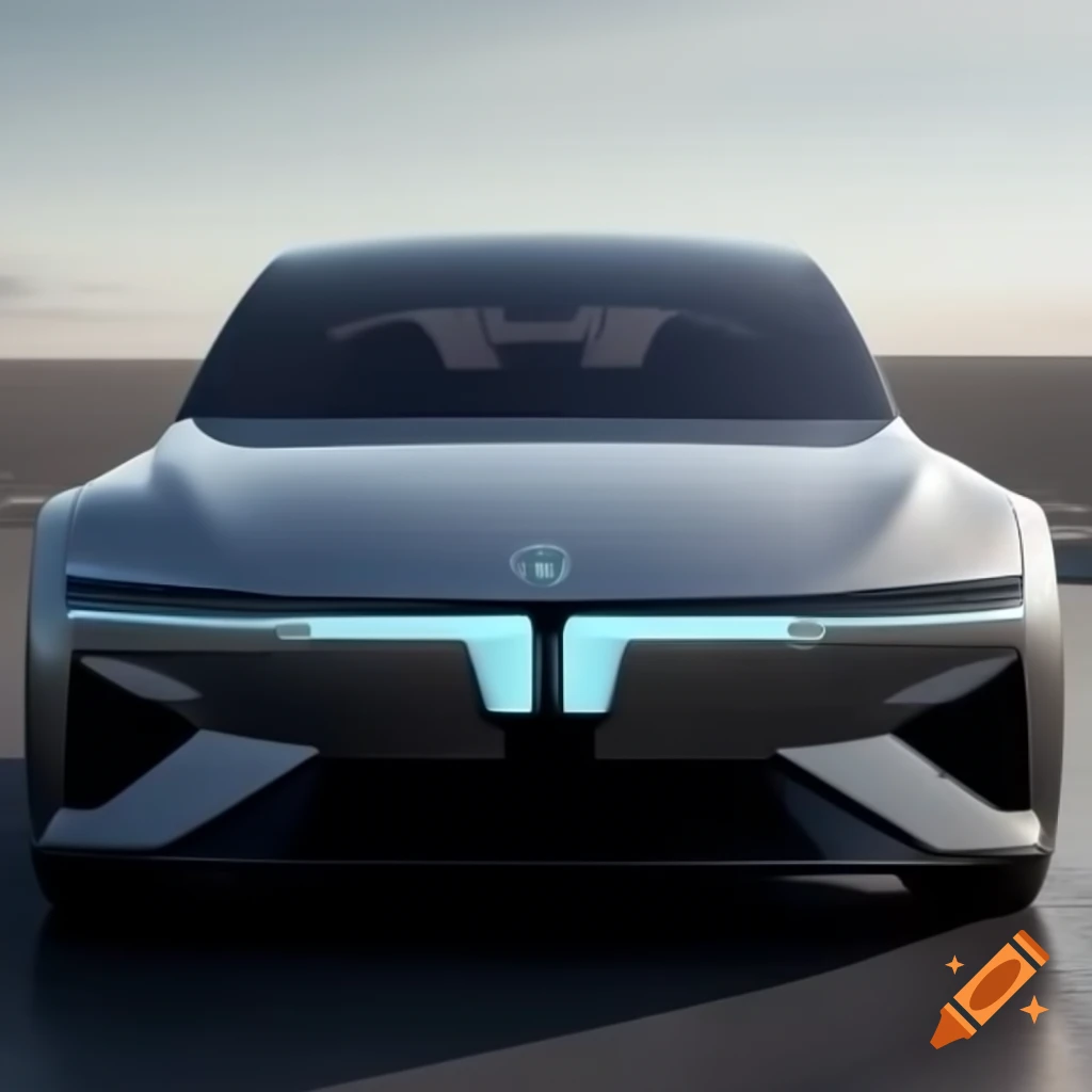 Futuristic hyper sedan concept car 2025 design, front view
