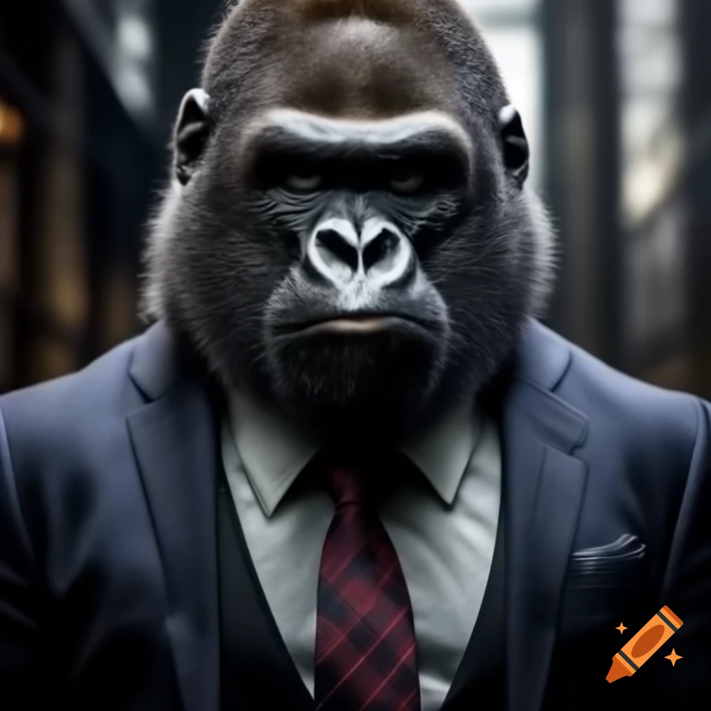 Gorilla dressed in a business suit