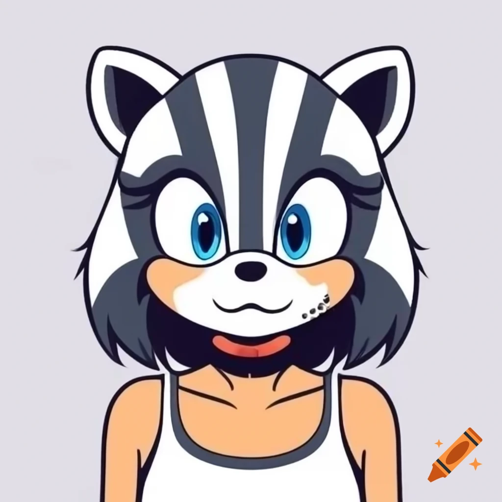 Male character with red eyes in black pants white shirt and black