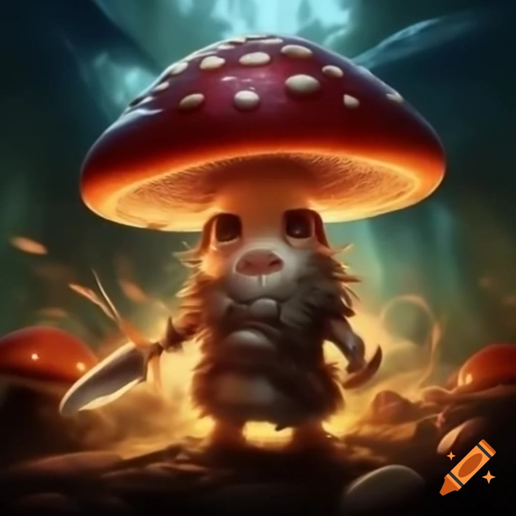Mushroom warrior ready for battle