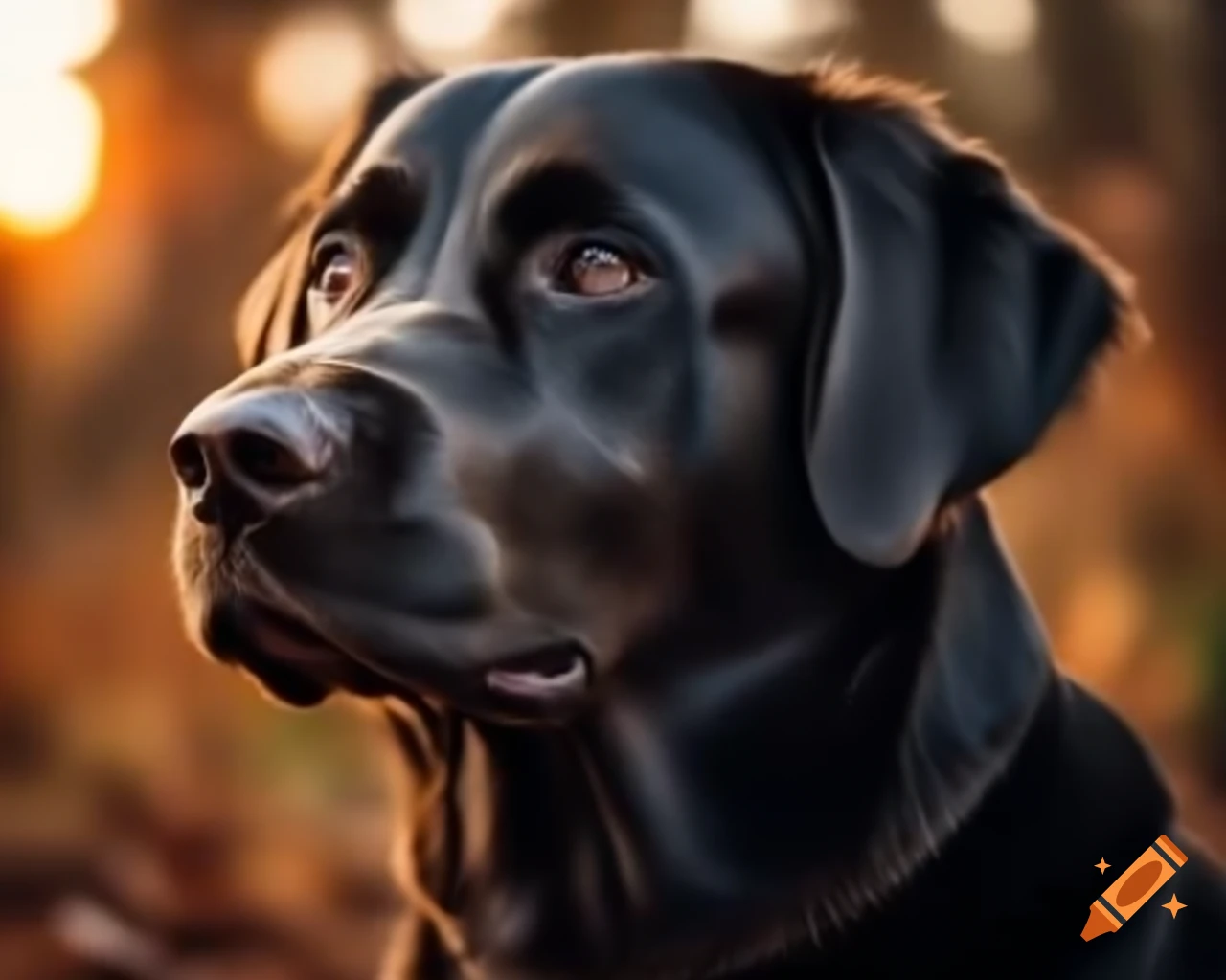 Realistic nature photography of a black Labrador Retriever