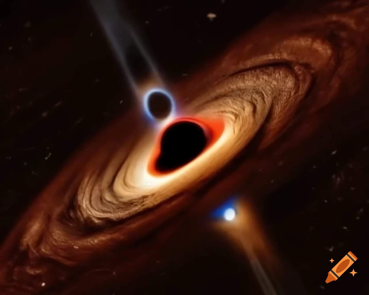 Realistic black hole in star-filled space using advanced rendering techniques