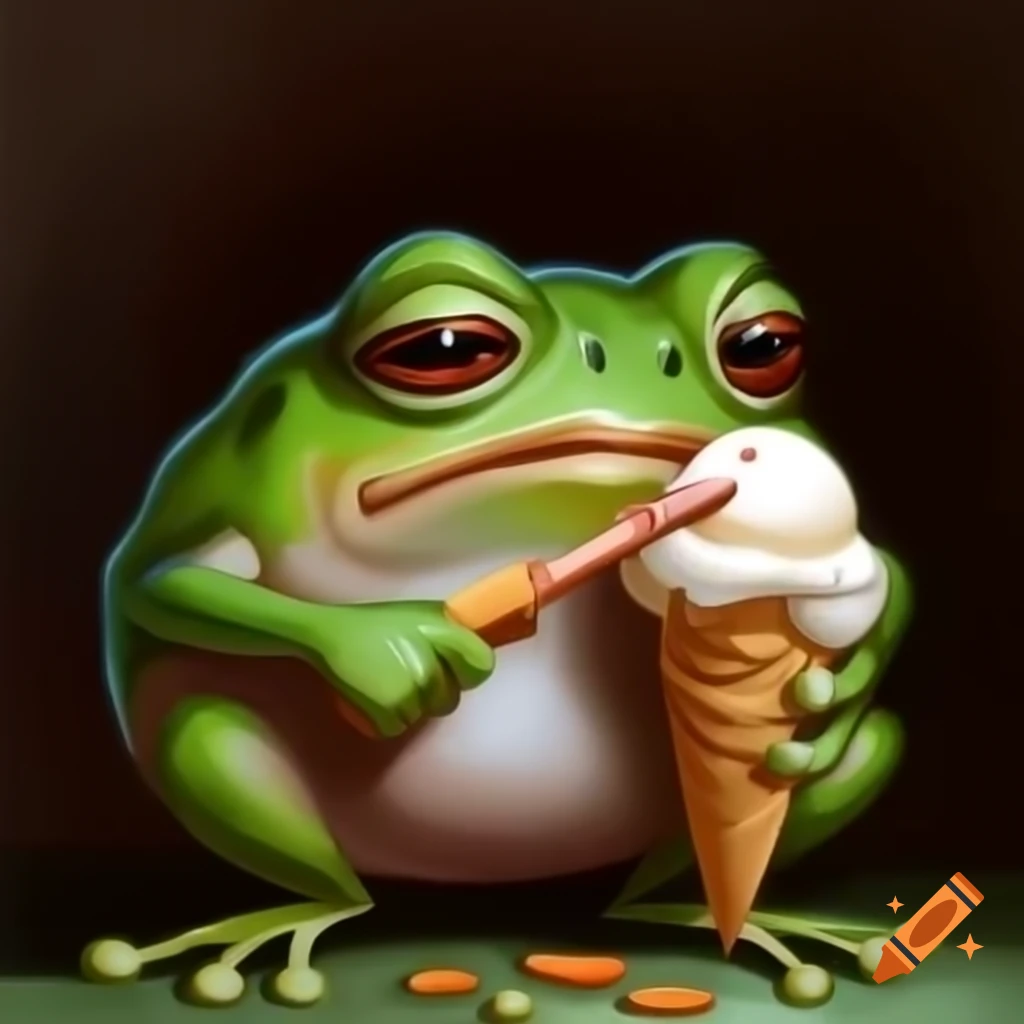Angry Frog Holding Ice Cream On Craiyon