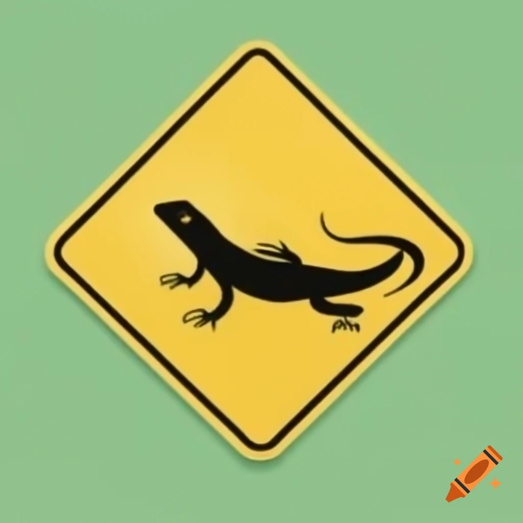 Lizard crossing sign illustration