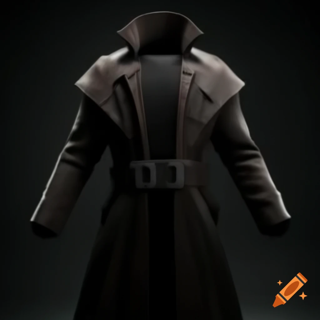 Ancient sci-fi vampire trench coat with padding details