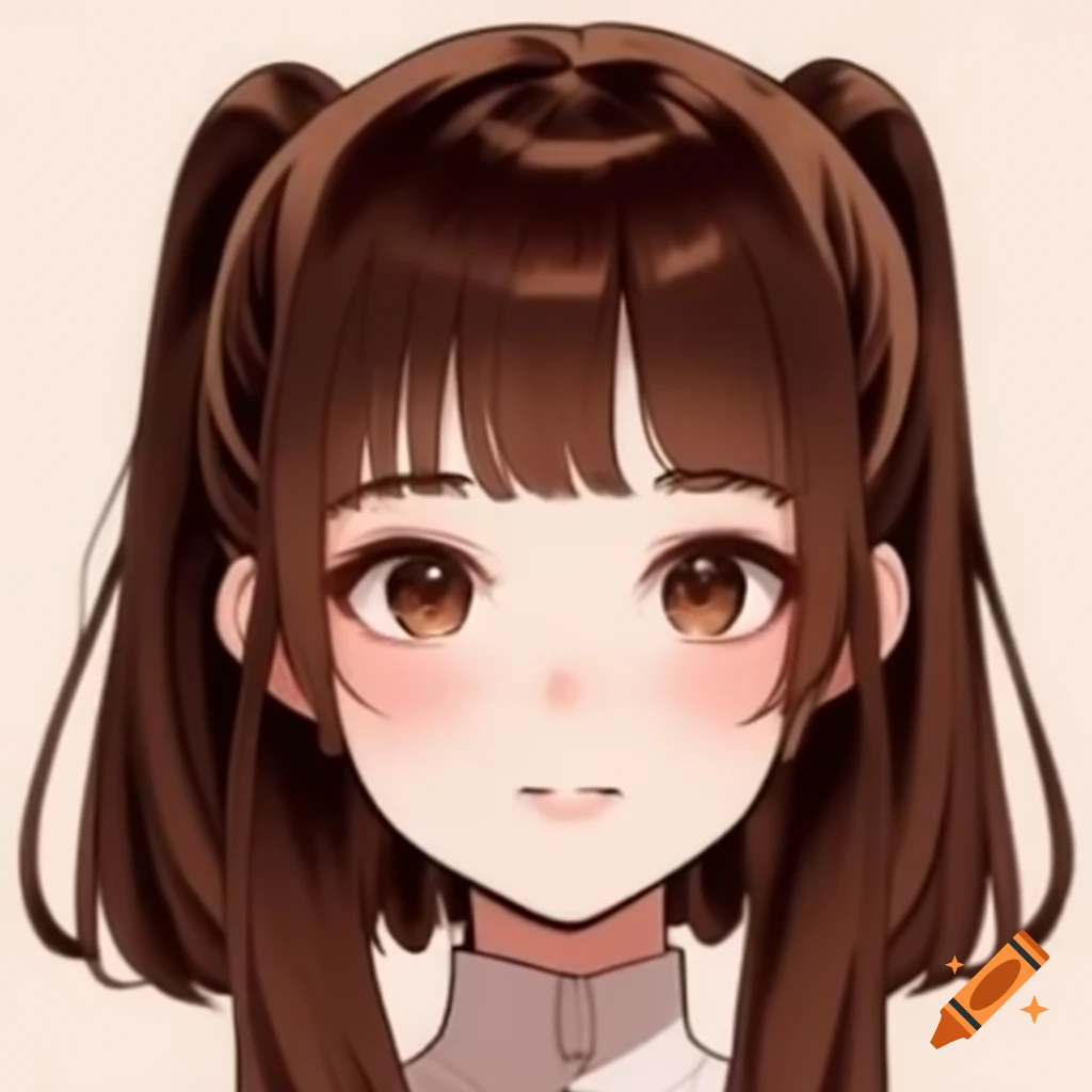 Tall female with brown hair in ponytail and brown eyes, digital art style