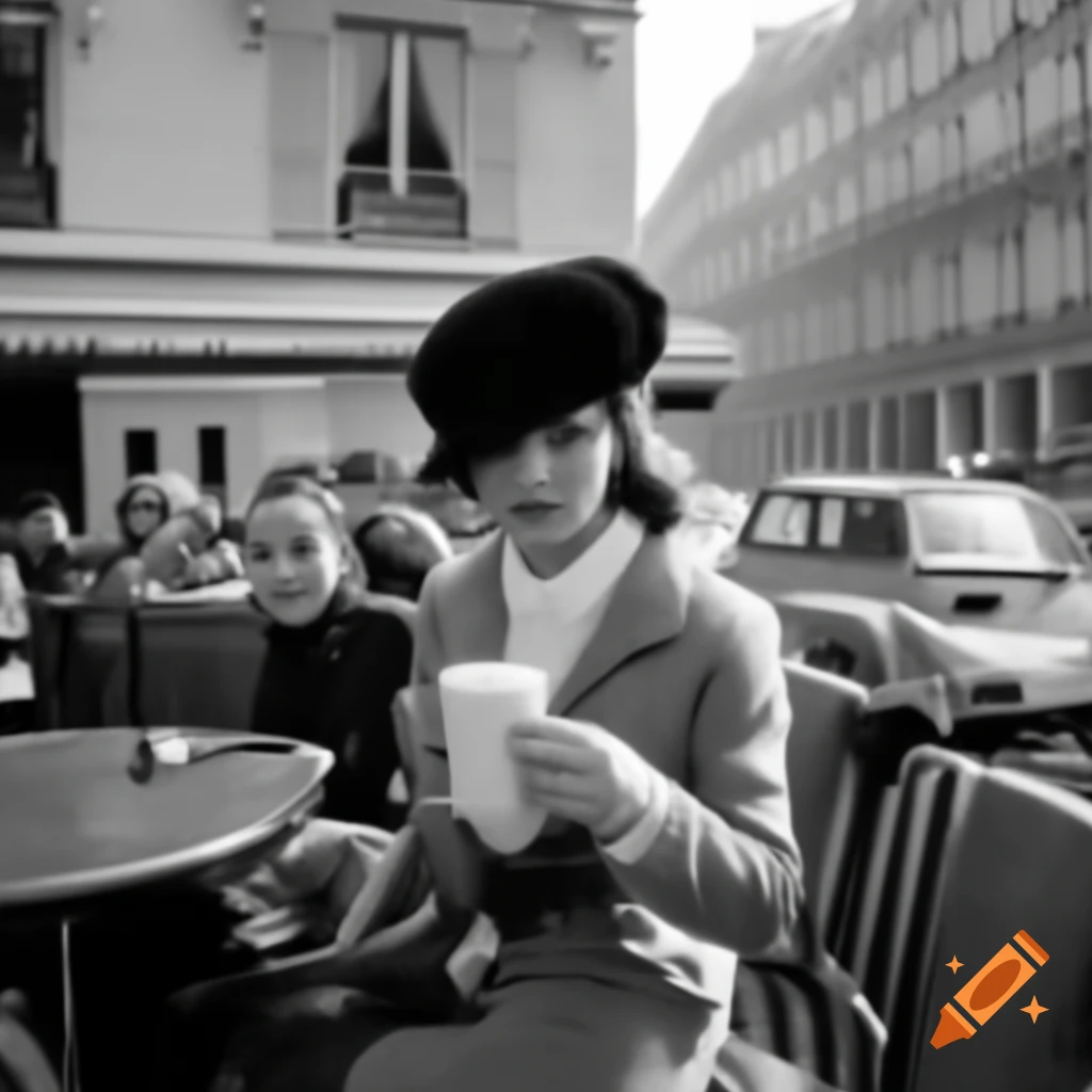 Woman wearing hat enjoying coffee in Paris