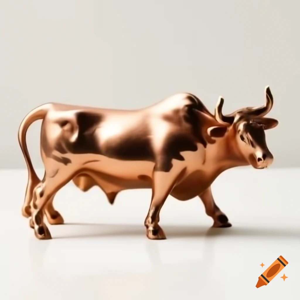 Sculpture of a copper bull
