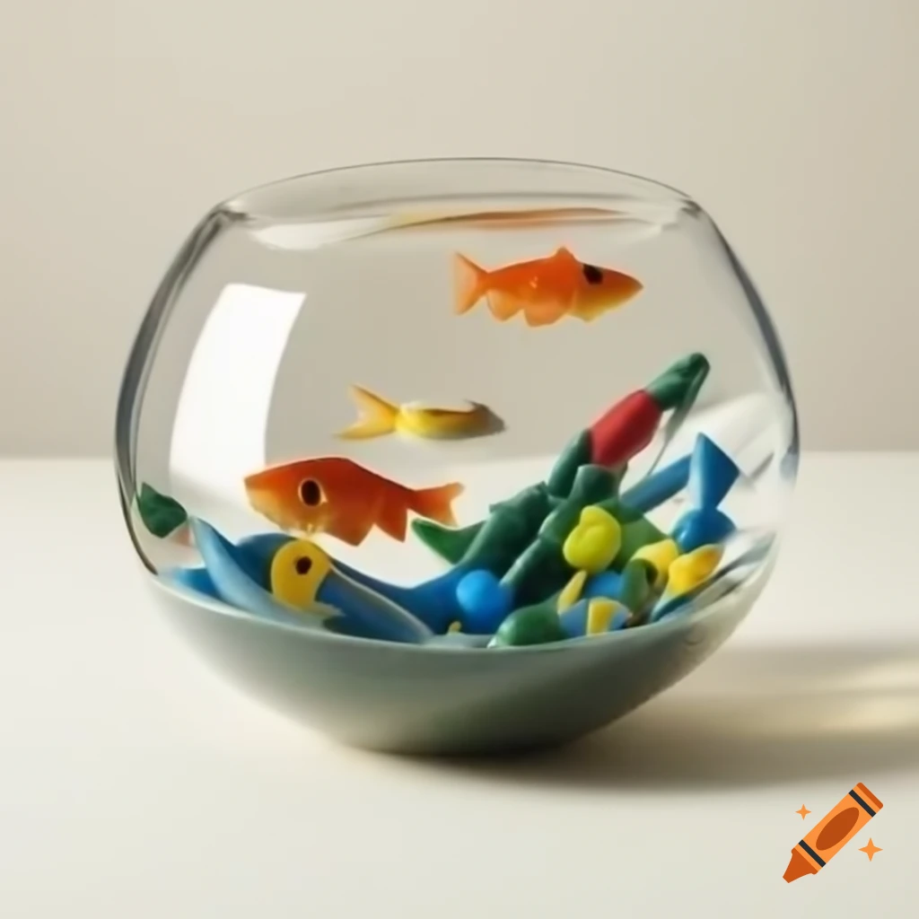 Fish bowl filled with colorful fish and decorations