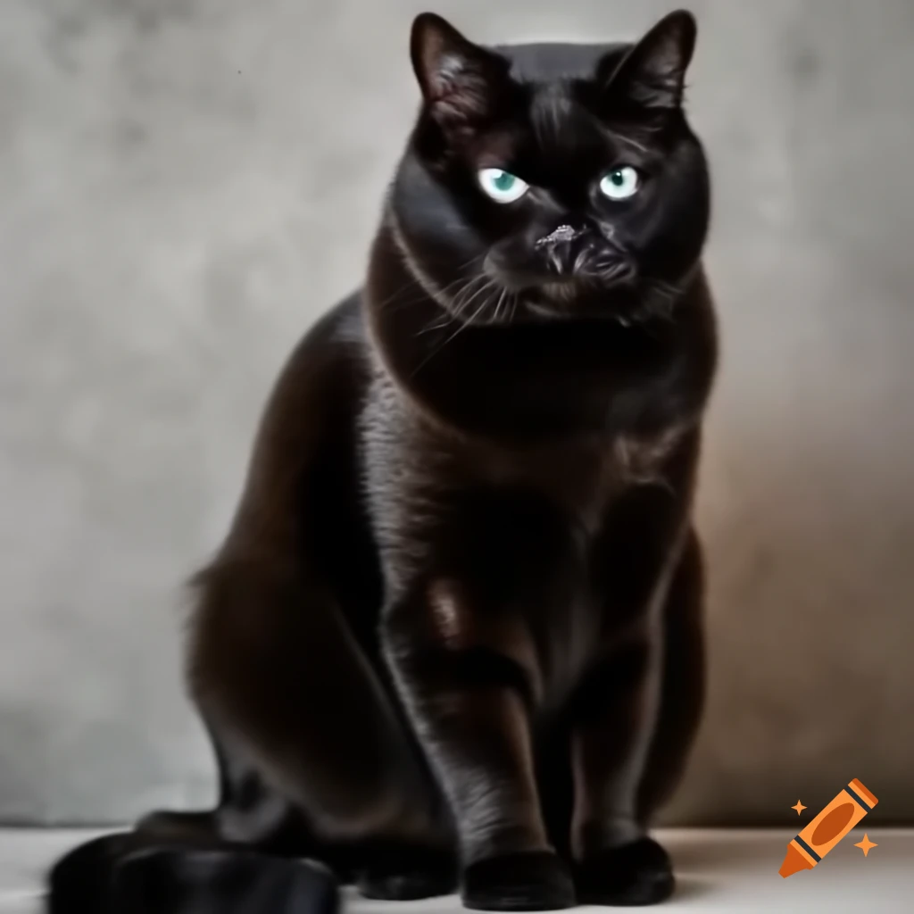 Full body of a black cat sitting