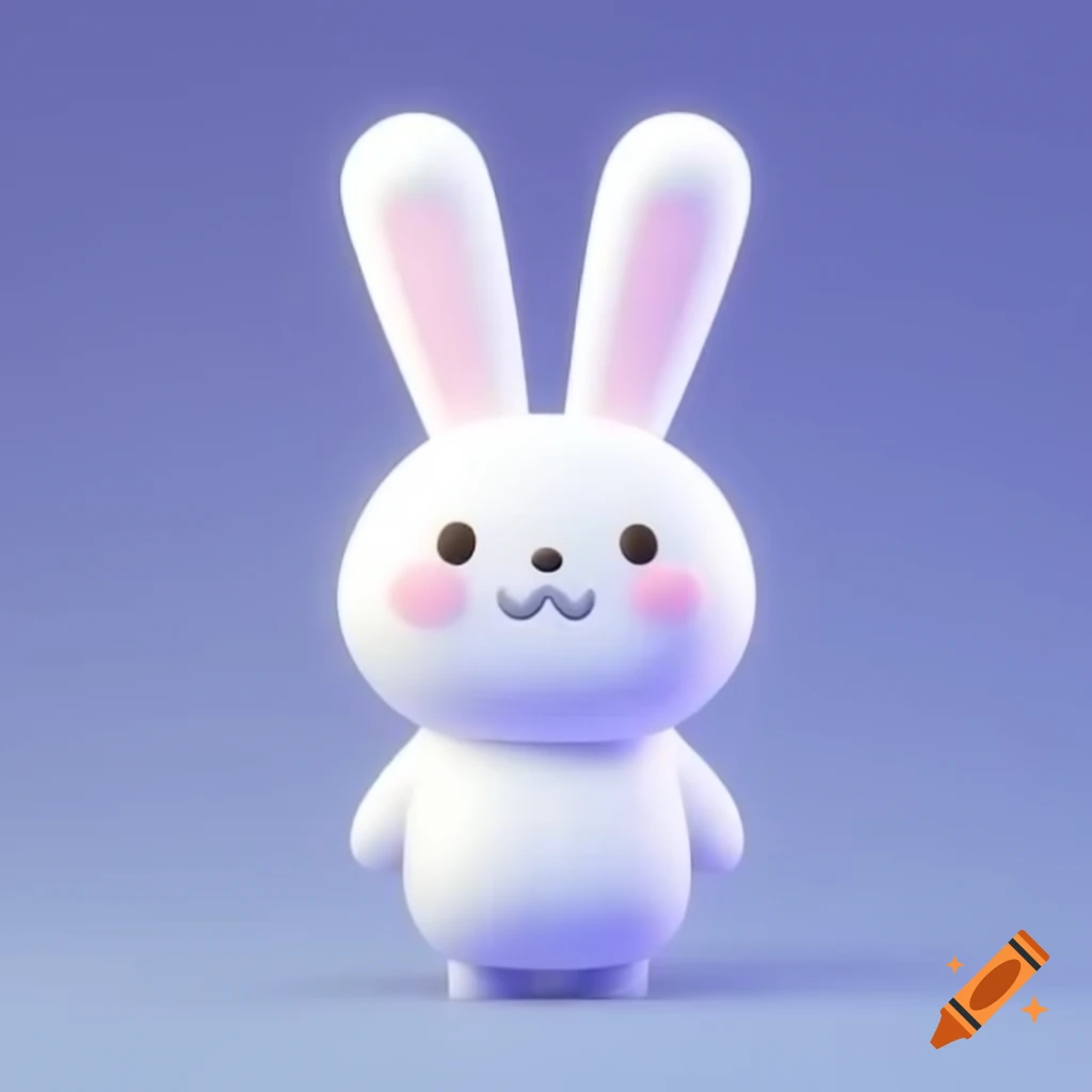 White smiling rabbit in 3D animation style
