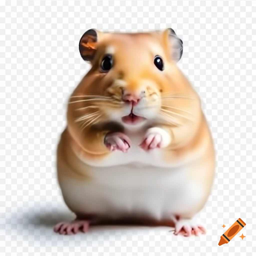 Happy hamster raising its paw in a playful pose