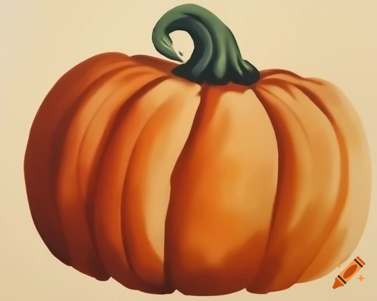 Watercolor Halloween pumpkin in brown, tan, and gold storybook style
