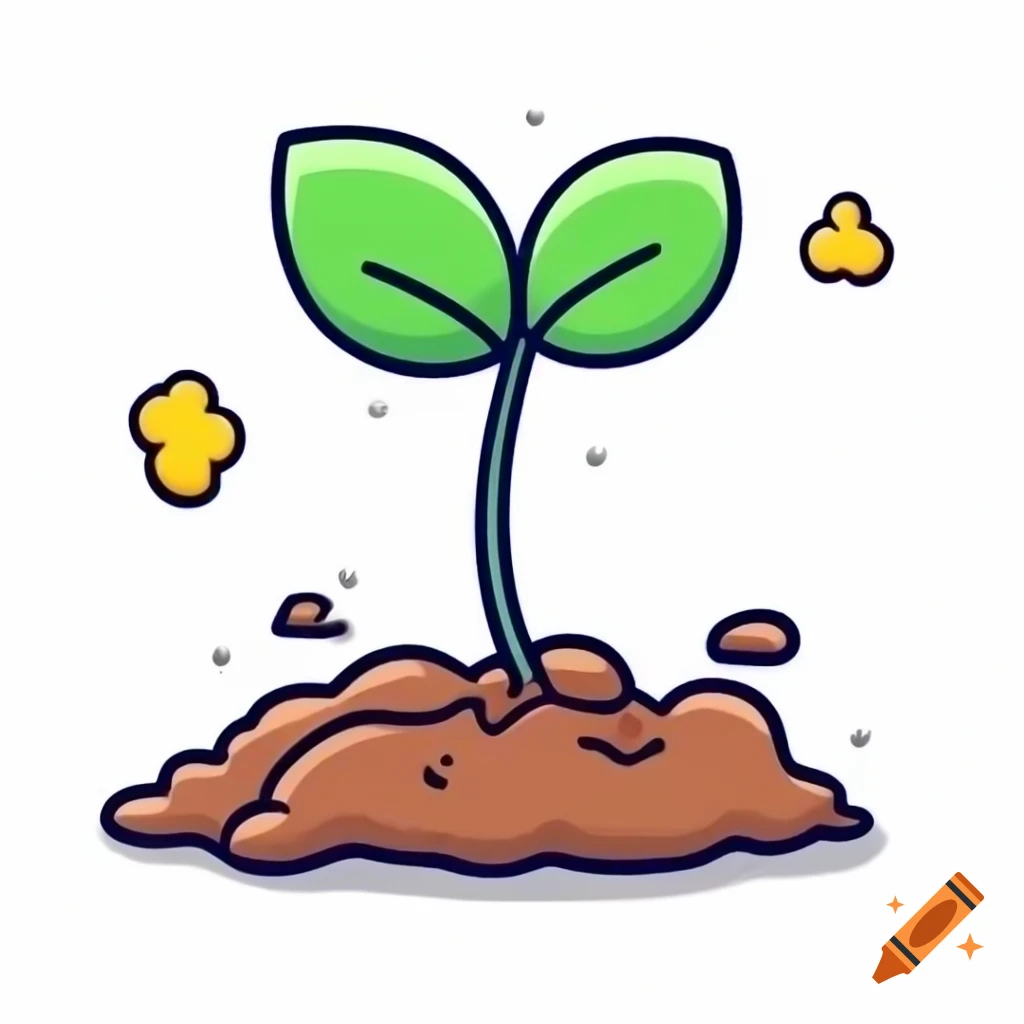 Small seed sprouting with tiny green shoot and leaves emerging from soil
