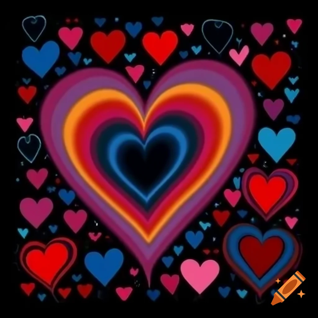 Variety of emo hearts in multiple colors