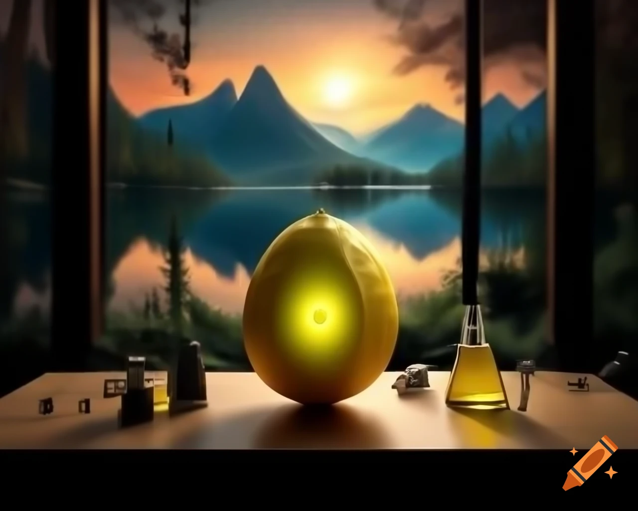 Surreal lemon monster sculpture in 3D rendering