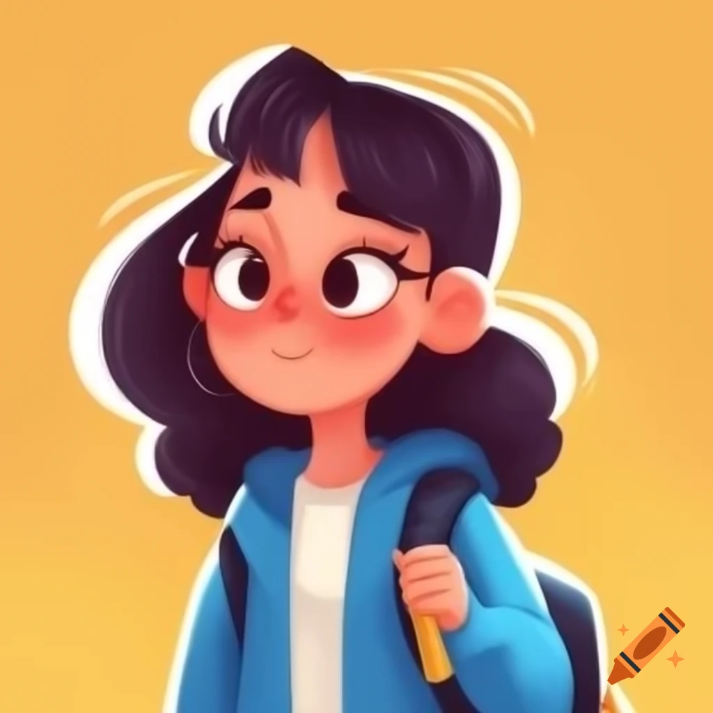Cartoon art of Italian female student