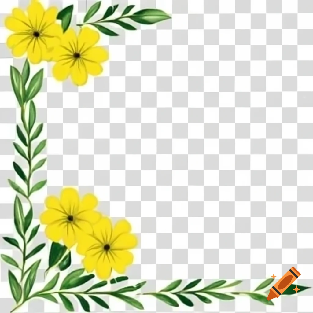 Yellow flowers forming a corner border design