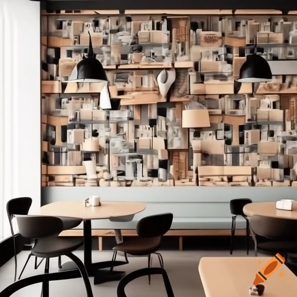 Wall design of a modern cafe
