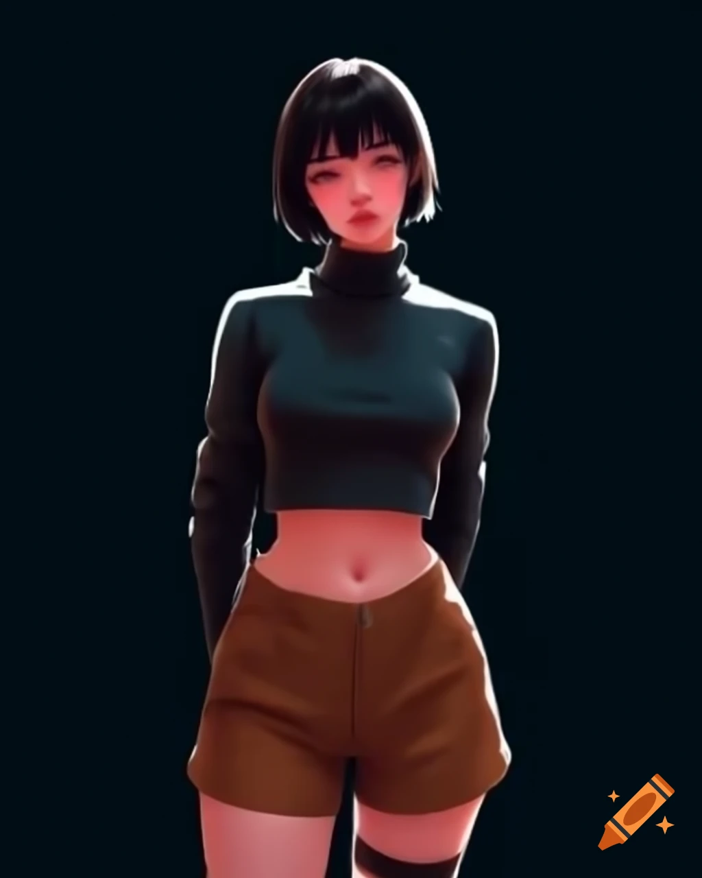 Anime girl in cyberpunk attire against black background